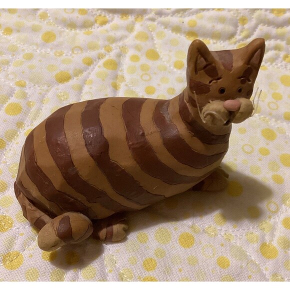Blossom Bucket Suzi Yellow Tabby Stripped Resign Cat Collectible Figure Cute - Picture 10 of 13
